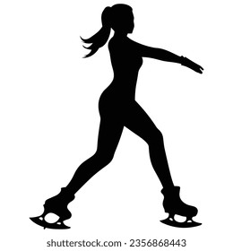 Figure skating silhouette illustration black solid color 