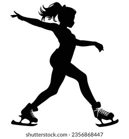 Figure skating silhouette illustration black solid color 