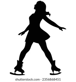 Figure skating silhouette illustration black solid color 