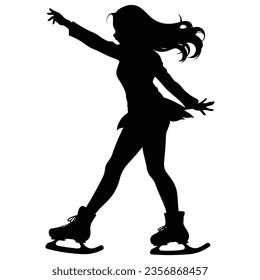 Figure skating silhouette illustration black solid color 