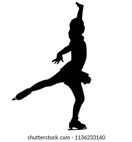 Figure skating, 
silhouette on white background