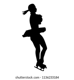 Figure skating, 
silhouette on white background