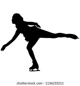 Figure skating, 
silhouette on white background