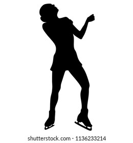 Figure skating, 
silhouette on white background