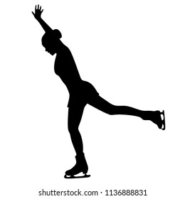 Figure skating, silhouette on white background