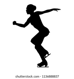 Figure skating, silhouette on white background