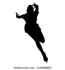 Figure skating, silhouette on white background
