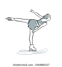 Figure skating. Figure skater in the swallow. Vector drawing on a white background.