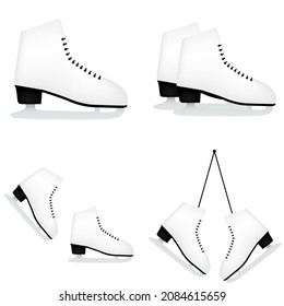 Figure skating skates icon, stock vector, logo isolated on white background Illustration