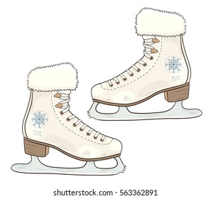 Figure skating. Skates isolated on white background. Design vector elements.  Winter sport. 