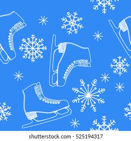Figure skating. Skates. Seamless vector pattern.