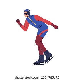 Patinaje artístico actividades deportivas y desafío, mujer aislada en botas en pista de hielo realizando movimientos. Entrenamiento y entrenamiento de competición olímpica. Personaje de dibujos animados de Vector en estilo plano