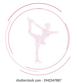 The figure skating symbol filled with pink dots. Pointillism style. Vector illustration on white background