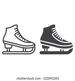 Figure Skating Symbol. Ice Skate Line Icon, Outline And Filled Vector Sign, Linear And Full Pictogram Isolated On White, Logo Illustration