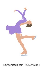 Ilustración del vector de patinaje artístico. Lady realizó el elemento spin. Deporte de invierno.