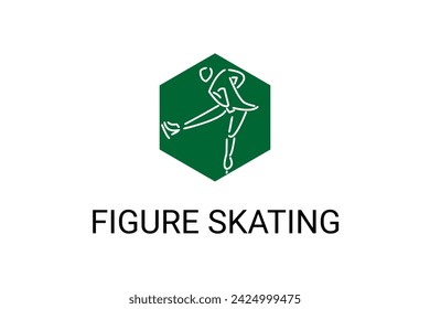 Figure skating vector line icon. dance, practice Figure skating. sport dance pictogram illustration.
