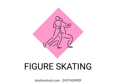 Figure skating vector line icon. dance, practice Figure skating. sport dance pictogram illustration.