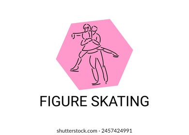 Figure skating vector line icon. dance, practice Figure skating. sport dance pictogram illustration.