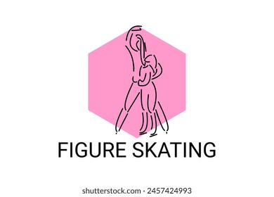 Figure skating vector line icon. dance, practice Figure skating. sport dance pictogram illustration.