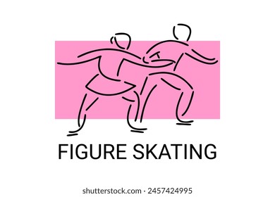 Figure skating vector line icon. dance, practice Figure skating. sport dance pictogram illustration.