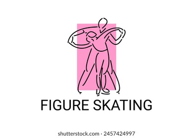 Figure skating vector line icon. dance, practice Figure skating. sport dance pictogram illustration.