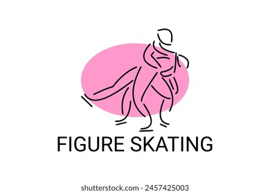 Figure skating vector line icon. dance, practice Figure skating. sport dance pictogram illustration.