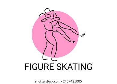 Figure skating vector line icon. dance, practice Figure skating. sport dance pictogram illustration.