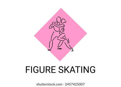 Figure skating vector line icon. dance, practice Figure skating. sport dance pictogram illustration.