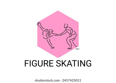 Figure skating vector line icon. dance, practice Figure skating. sport dance pictogram illustration.