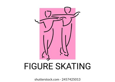 Figure skating vector line icon. dance, practice Figure skating. sport dance pictogram illustration.