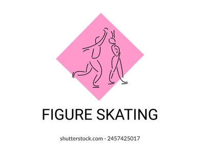 Figure skating vector line icon. dance, practice Figure skating. sport dance pictogram illustration.