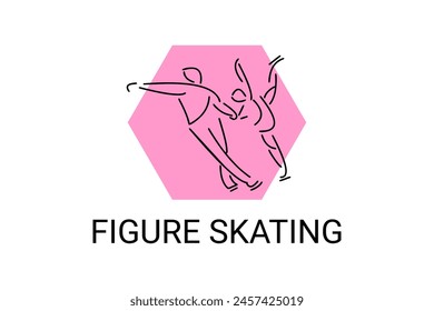 Figure skating vector line icon. dance, practice Figure skating. sport dance pictogram illustration.