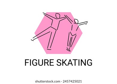 Figure skating vector line icon. dance, practice Figure skating. sport dance pictogram illustration.