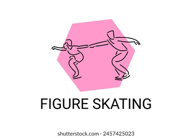 Figure skating vector line icon. dance, practice Figure skating. sport dance pictogram illustration.