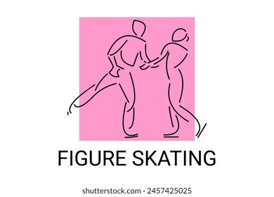 Figure skating vector line icon. dance, practice Figure skating. sport dance pictogram illustration.