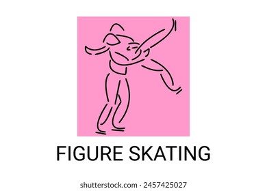 Figure skating vector line icon. dance, practice Figure skating. sport dance pictogram illustration.