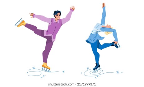 figure skating vector. skater dance, winter professional competition arena, sport show figure skating character. people flat cartoon illustration
