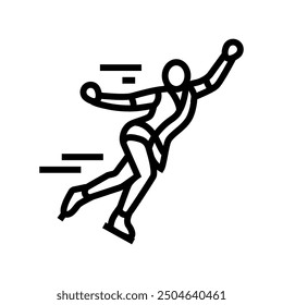 Icono de línea deportiva de invierno de patinaje artístico. Vector de deporte de invierno de patinaje artístico. Ilustración negra de contorno aislado