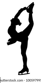 Figure Skating Woman Athlete Spin  Black Silhouette