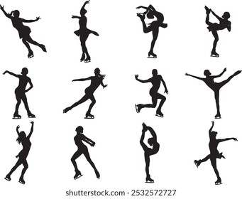 Figure Skating Woman Silhouettes, Winter Sport Cut Files