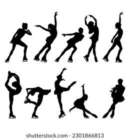 Figure skating woman sport silhouette stencil templates