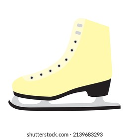 figure skating women's shoes, one shoe, skate sport, color vector illustration