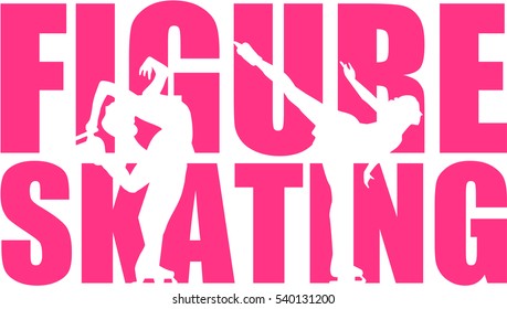 Figure Skating word with silhouette cutouts