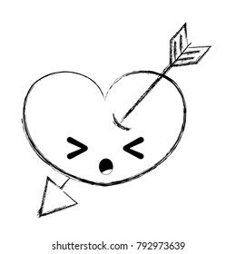 figure sleeping heart with arrow kawaii character