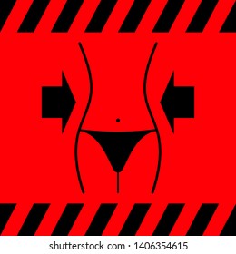 Figure slimming black arrows on a red background, vector illustration for design