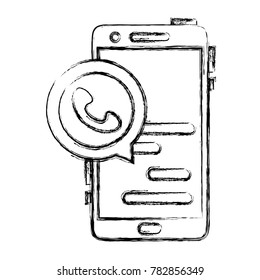 figure smartphone chat bubble with phone sign