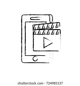 figure smartphone technology with clapperboard video