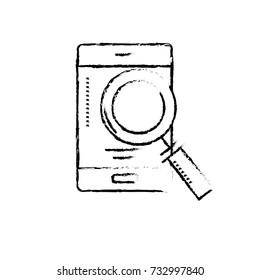 figure smartphone technology information with magnifying glass