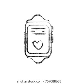 figure smartwatch technology object with heartbeat rhythm