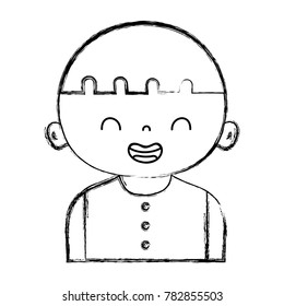figure smile boy with hair and t-shirt design